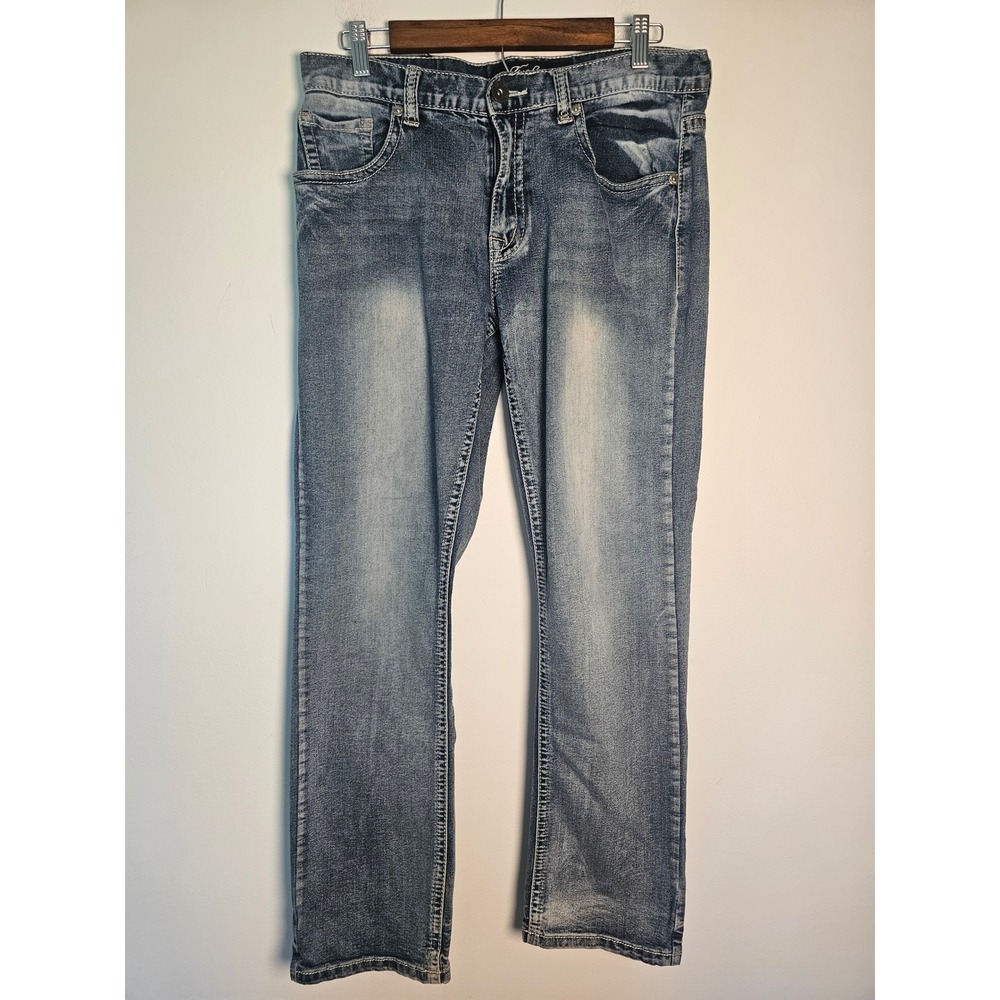 [Streetwear/Y2K] True Luck Jeans Mens 32x32 Blue Embroidered Pocket Straight